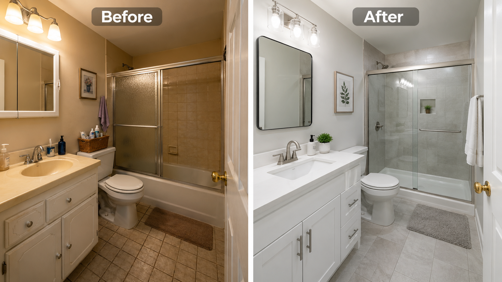 Sydney bathroom renovation before and after by Malbork Construction